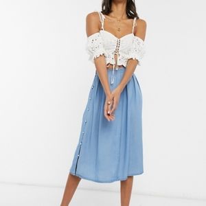 Vero Moda Chambray Midi Skirt